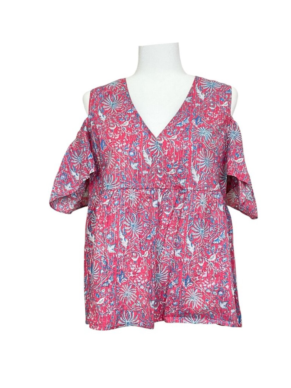 Lucky Brand Printed Cold Shoulder Top Pink Size Medium